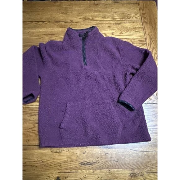 PINK by VICTORIA'S SECRET MAROON SHERPA FLEECE 1/4 ZIP SWEATSHIRT SIZE SMALL R23 - Picture 1 of 8